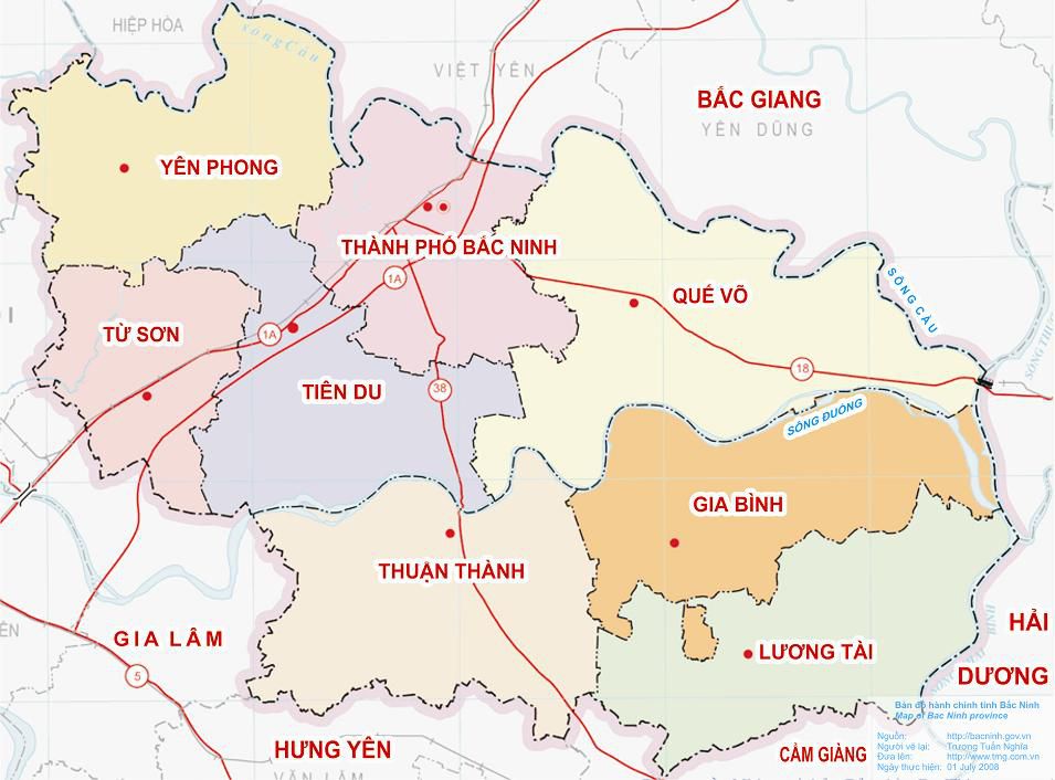 Map of Bac Ninh